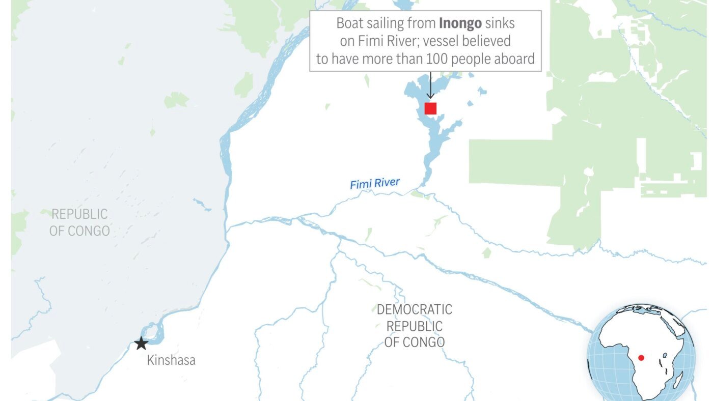 At least 25 killed after an overcrowded boat capsizes in Congo