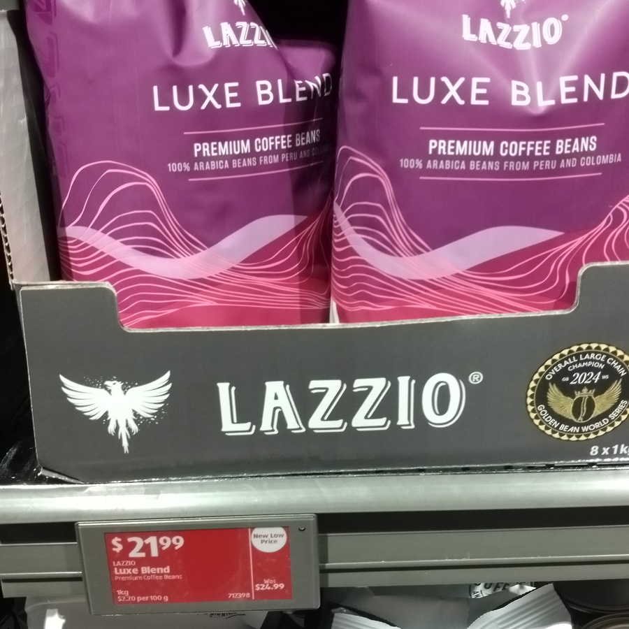 Aldi Lazzio Luxe Blend 1kg $21.99 (Was $24.99) @ ALDI