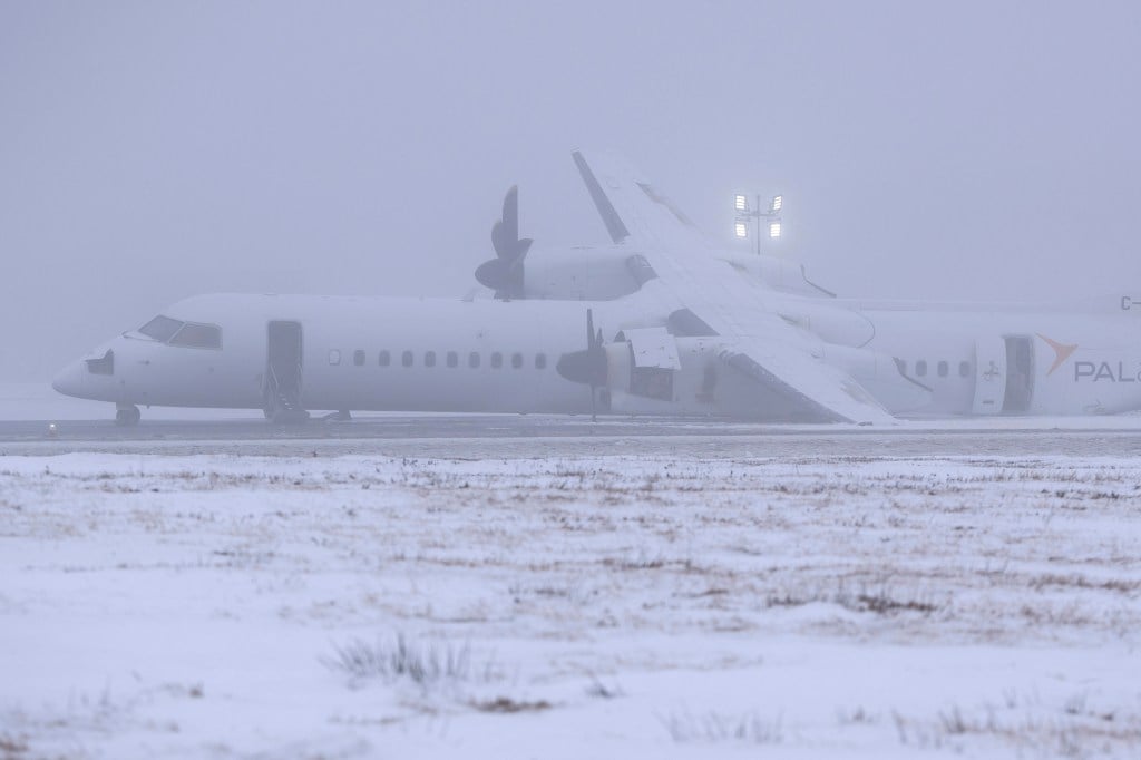 Aircraft landing gear partially fails in fiery landing at Halifax, Canada airport