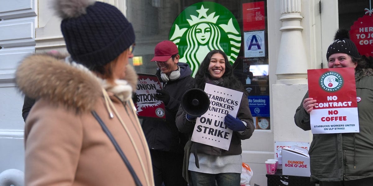 A Starbucks workers' strike will expand to more than 300 locations across the US on Christmas Eve, union says