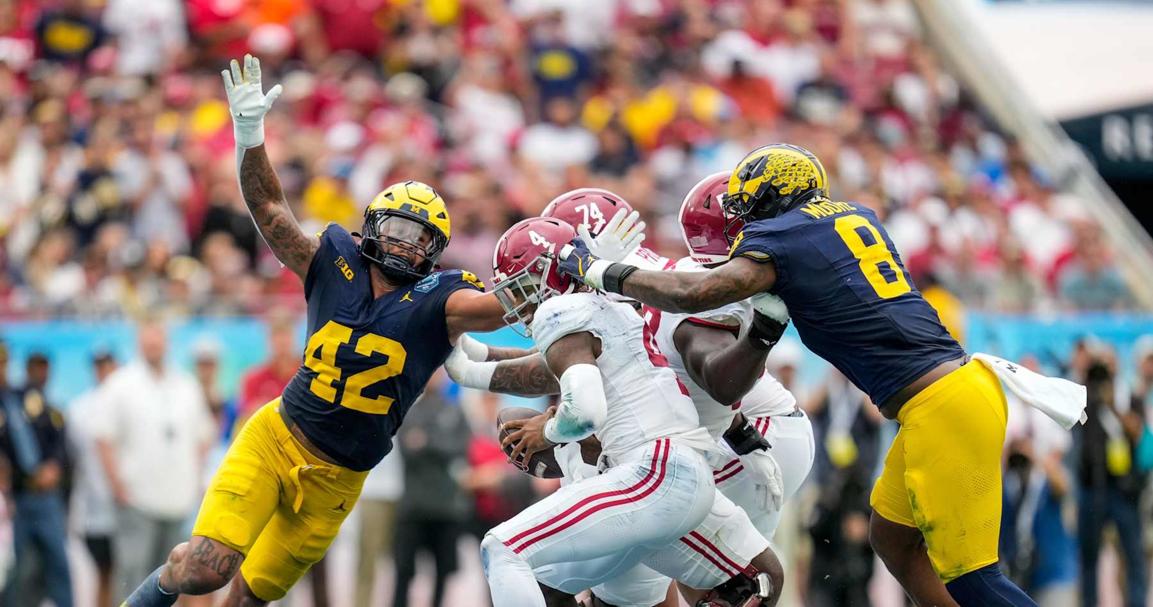 Jalen Milroe, Alabama Trolled By CFB Fans for Bowl Loss vs. Sherrone Moore, Michigan