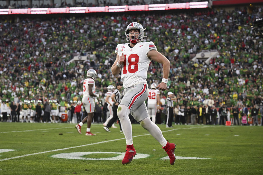 No. 6 Ohio State routs top-ranked Oregon 41-21 in the Rose Bowl