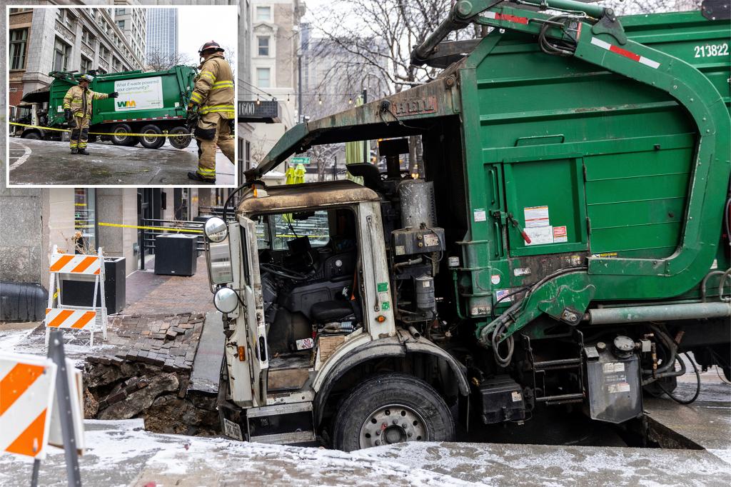 Nebraska neighborhood loses power for hours after garbage truck gets stuck in sinkhole