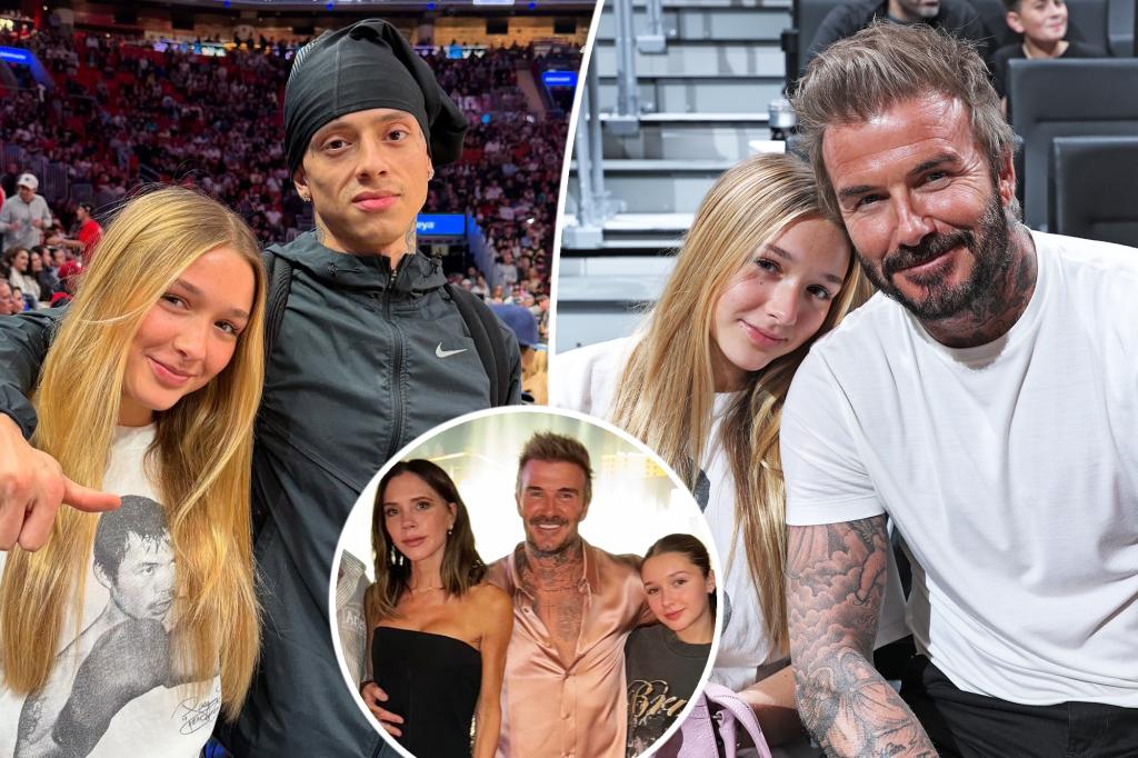 Victoria and David Beckham's daughter, Harper, 13, looks all grown up during Heat vs. Pacers outing with dad