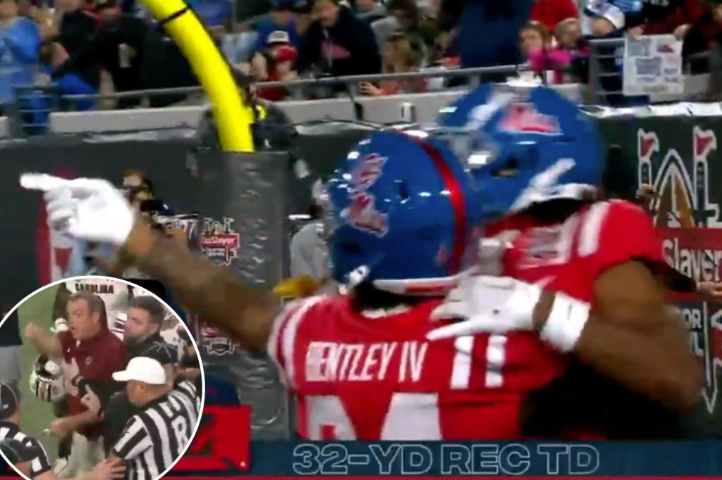 Ole Miss receiver Juice Wells mocks former South Carolina coach with touchdown celebration