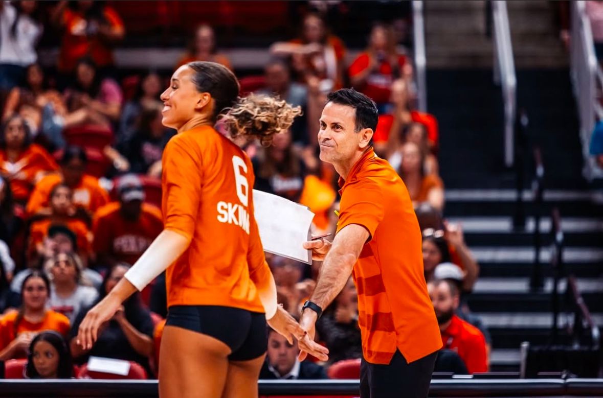 Madisen Skinner Gives Texas Longhorn Coach His Flowers After Major USA Volleyball Announcement