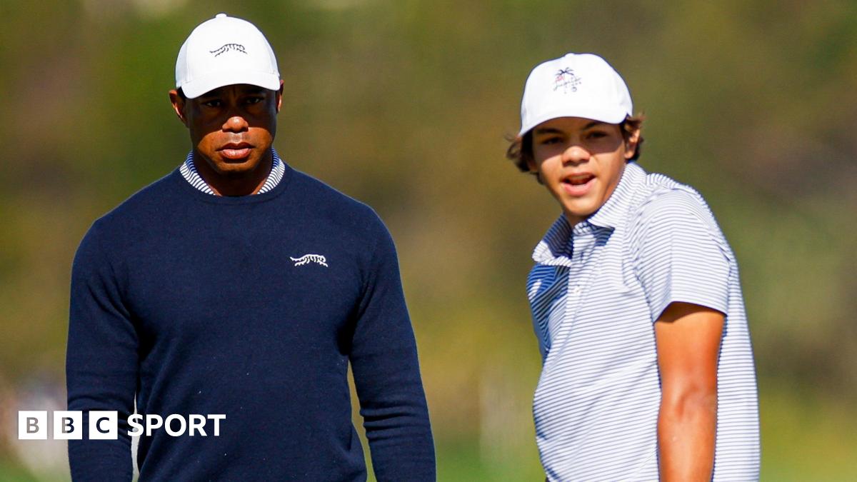 Woods and son Charlie, 15, tied for first in Orlando