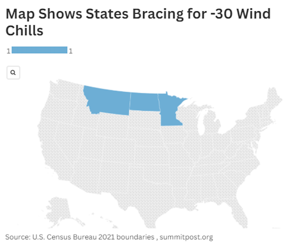 Winter Weather Map Shows States Bracing for -30 Wind Chills