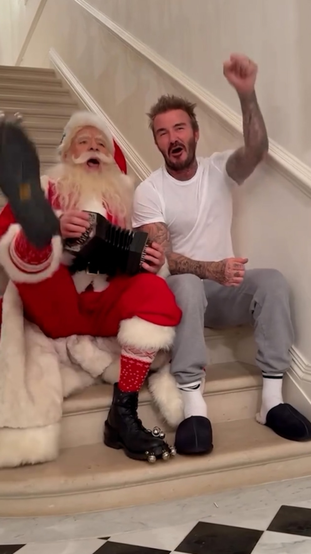 WATCH: David Beckham and Santa singing 'Jingle Bells' are goals