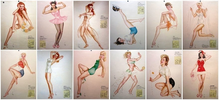 1945 “Varga” Girl Esquire Calendar Featuring Pinup Girl Artwork by Alberto Vargas