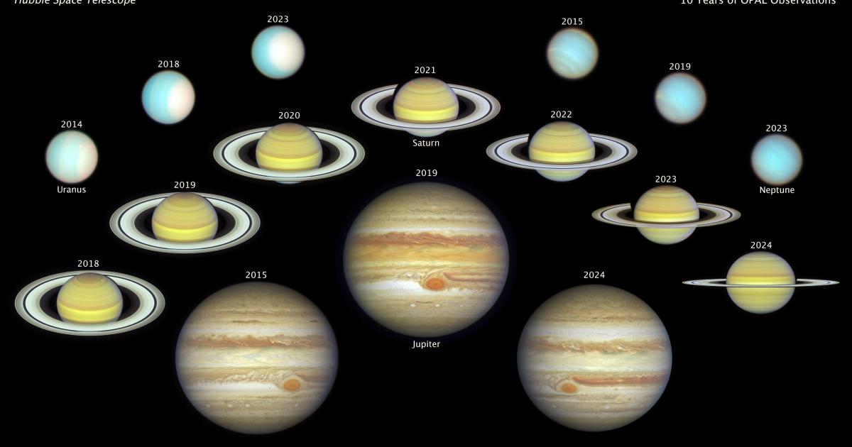 Feast your eyes on 10 years of Hubble images of Jupiter, Saturn, Uranus, Neptune