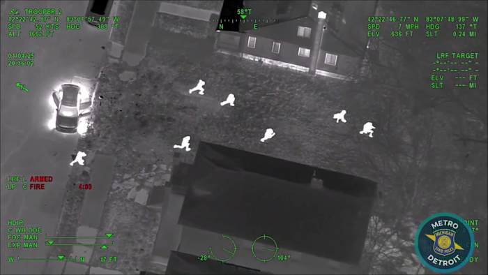 Watch Michigan State Police helicopter track down 7 stolen vehicle suspects in pursuit