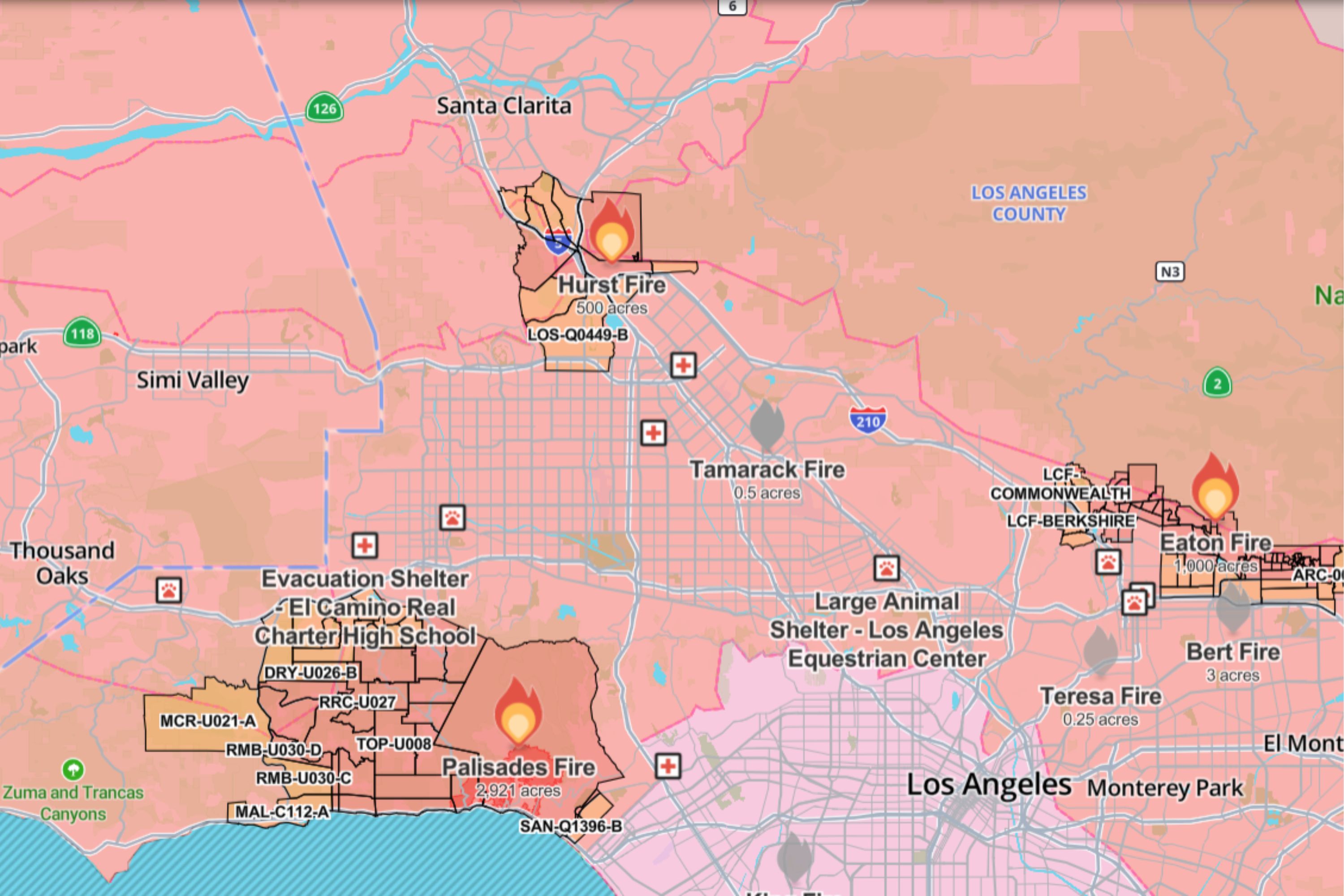 Hurst Fire Map Reveals Where New Blaze is Burning in California