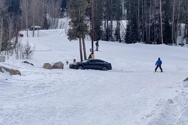 Wrong turn strands car on ski slope at Colorado resort