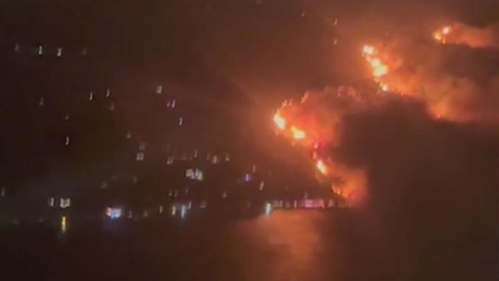 WATCH: California fires seen from plane window before LAX landing