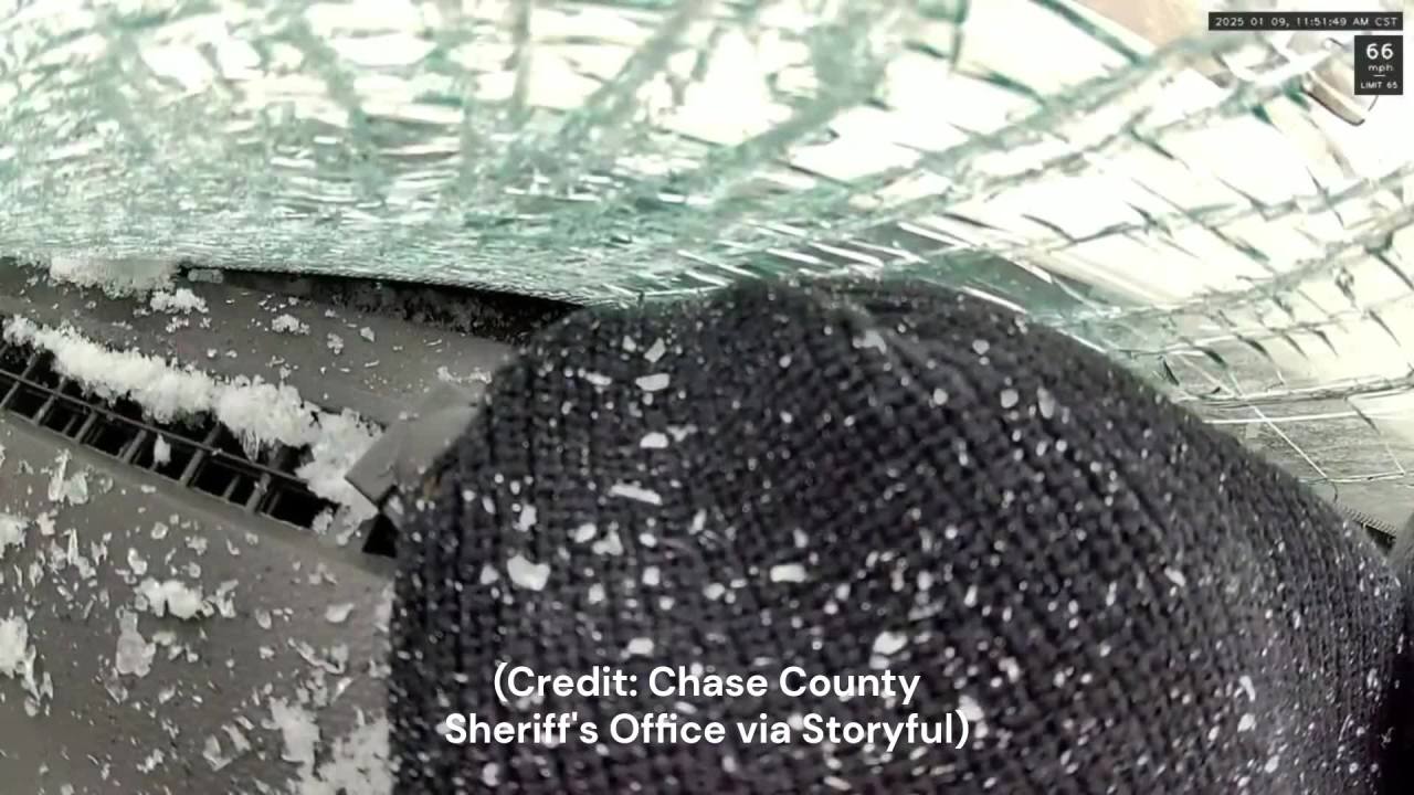 WATCH: Windshield smashed by block of flying snow