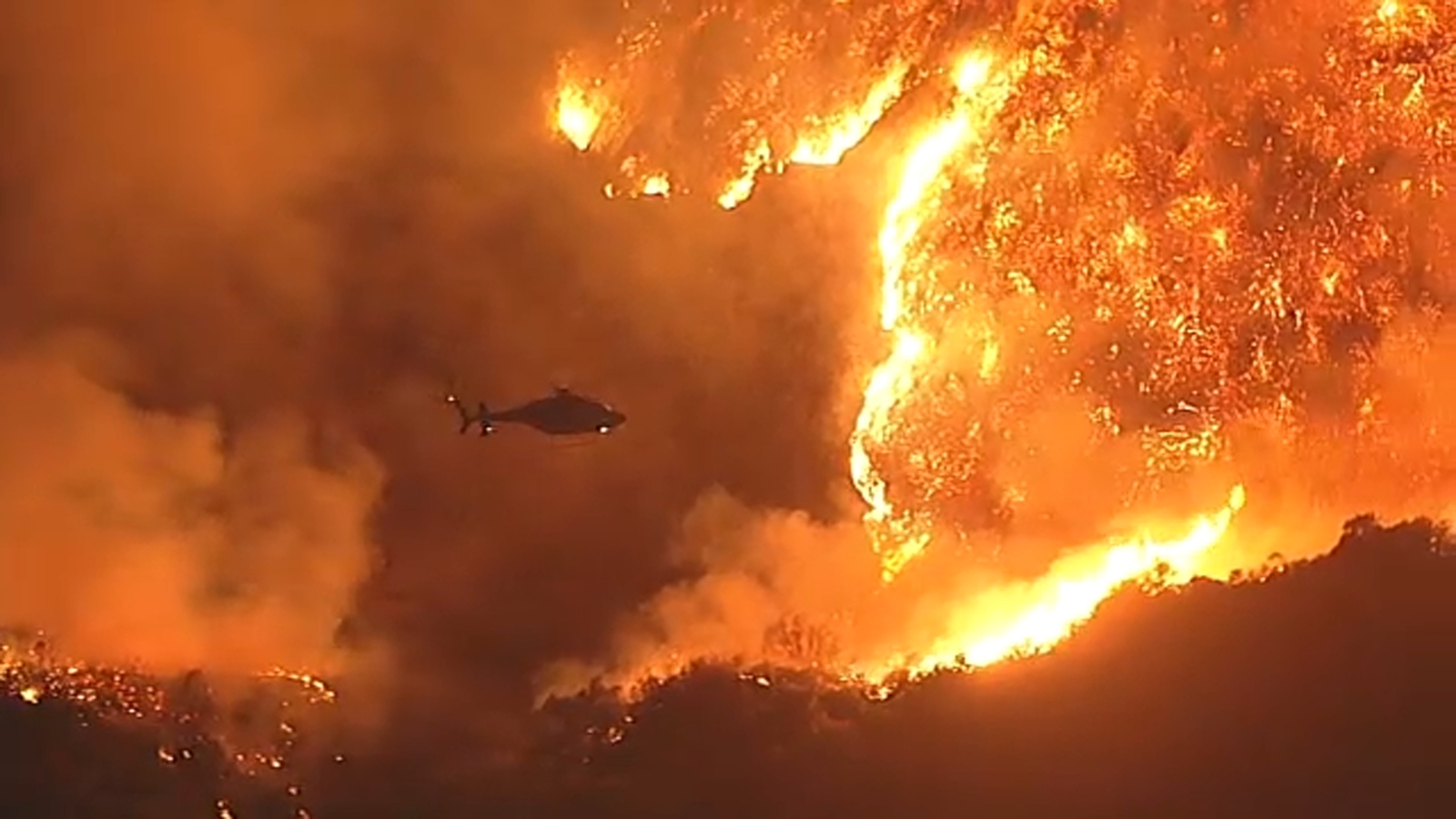 Palisades Fire visible from the San Fernando Valley